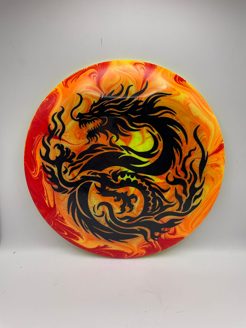 Frontside Fiery Sunburst Tribal Dragon Gorgon