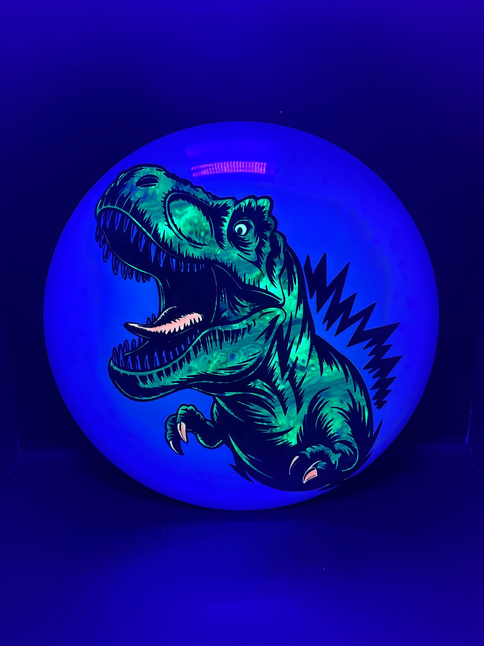 Frontside Green Cell T-Rex Roaring PD2 under blacklight
