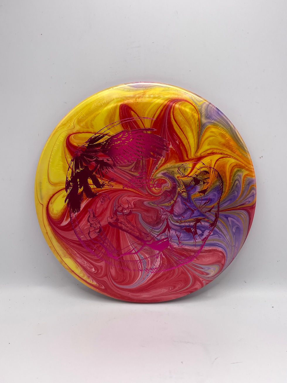 Thumbnail: Frontside Yellow and Red Wavy Spiral Flower Raptor Mini
