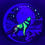 Thumbnail: Frontside Rasta Colored Wolf Howling at Moon Cardinal under blacklight