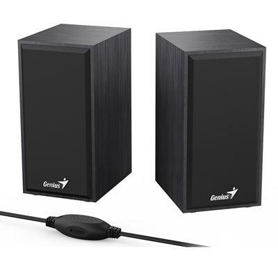 Genius SP-HF180 6W Wooden Desktop USB 2.0 Stereo Speakers with 3.5mm Audio Jack