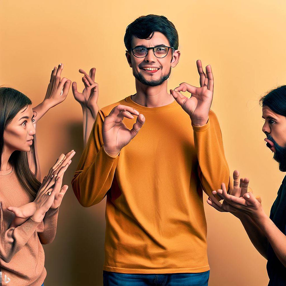 A group of deaf people communicating via sign language