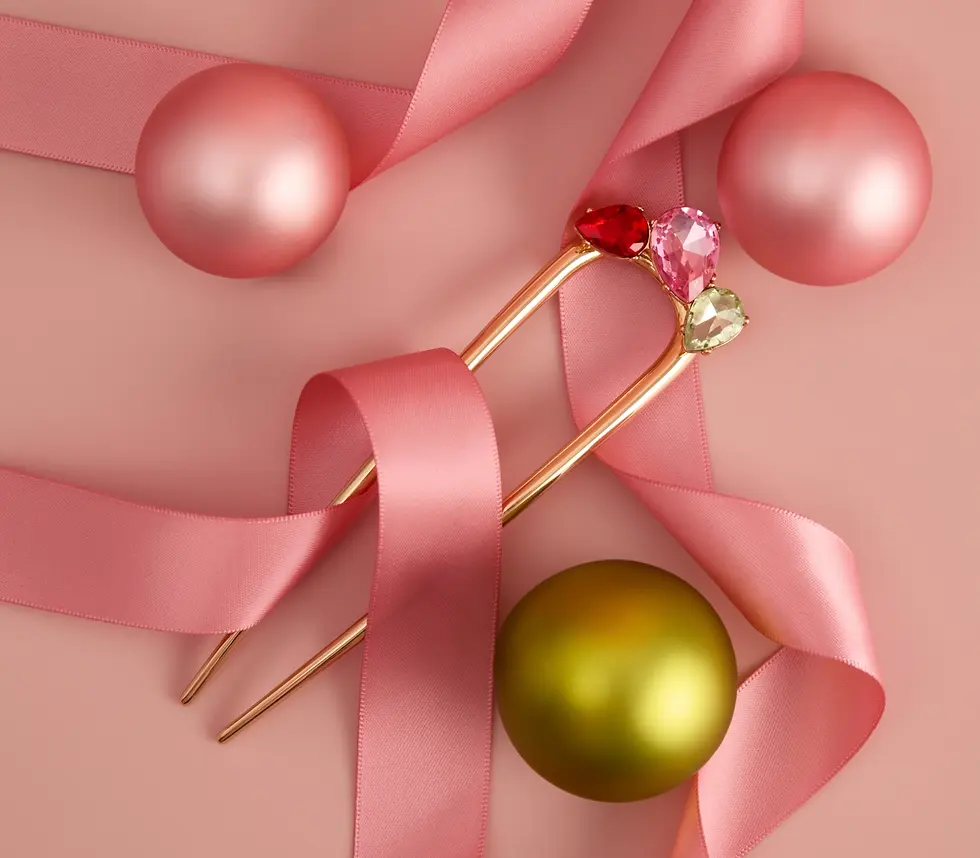 Thumbnail: Holiday Gemstone French Hair Pin