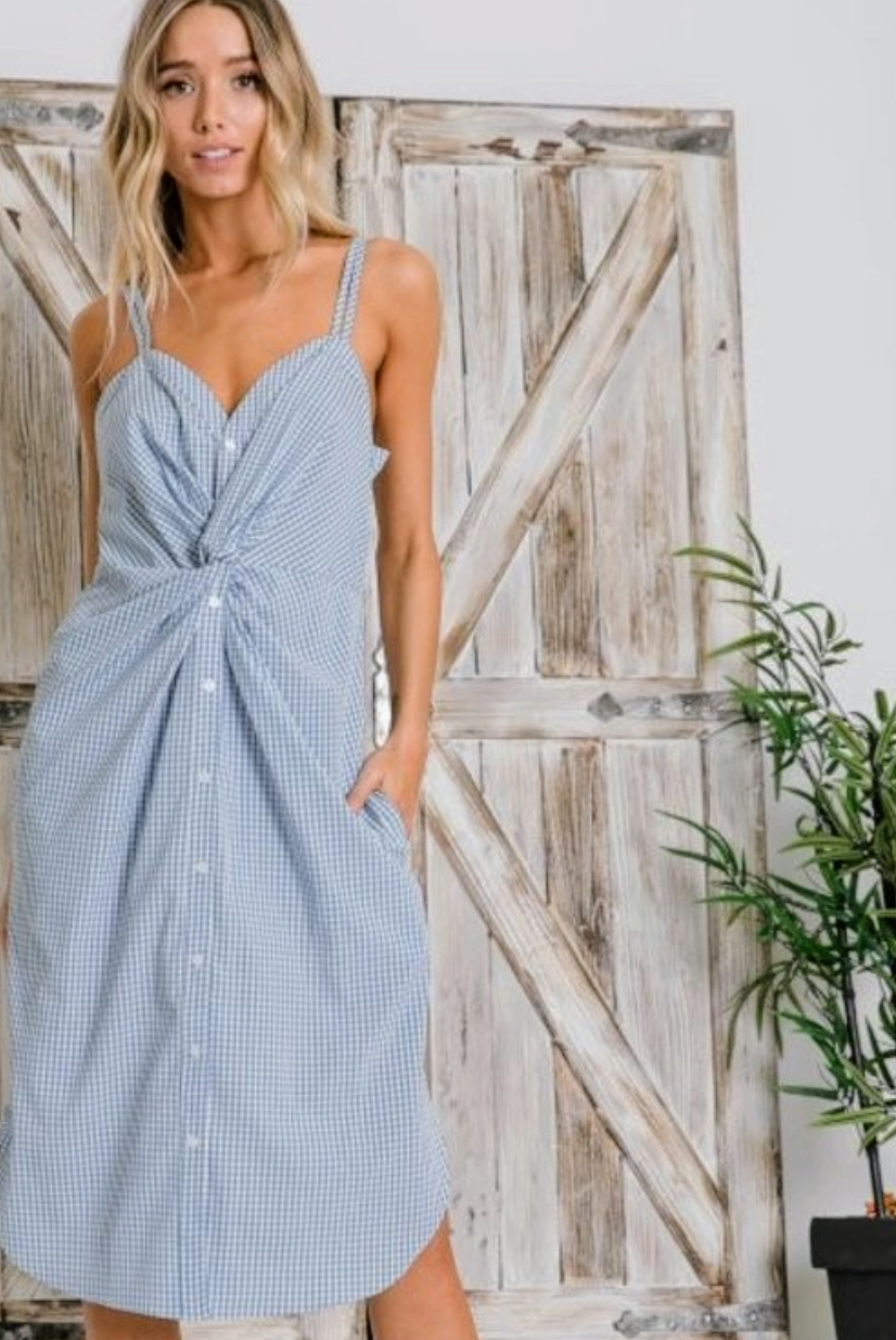 Thumbnail: Poppy Gingham Print Twist Dress