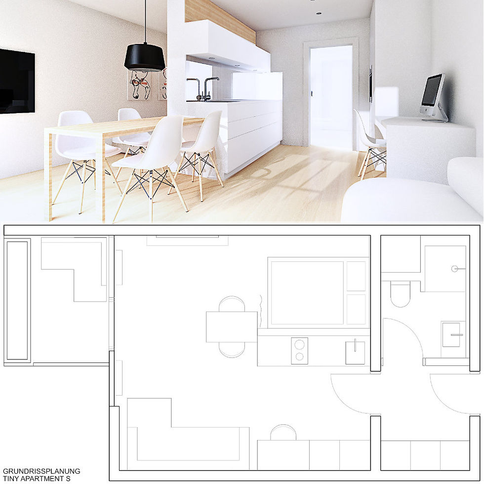 Visualisierung + Grundrissplanung Tiny Apartment S