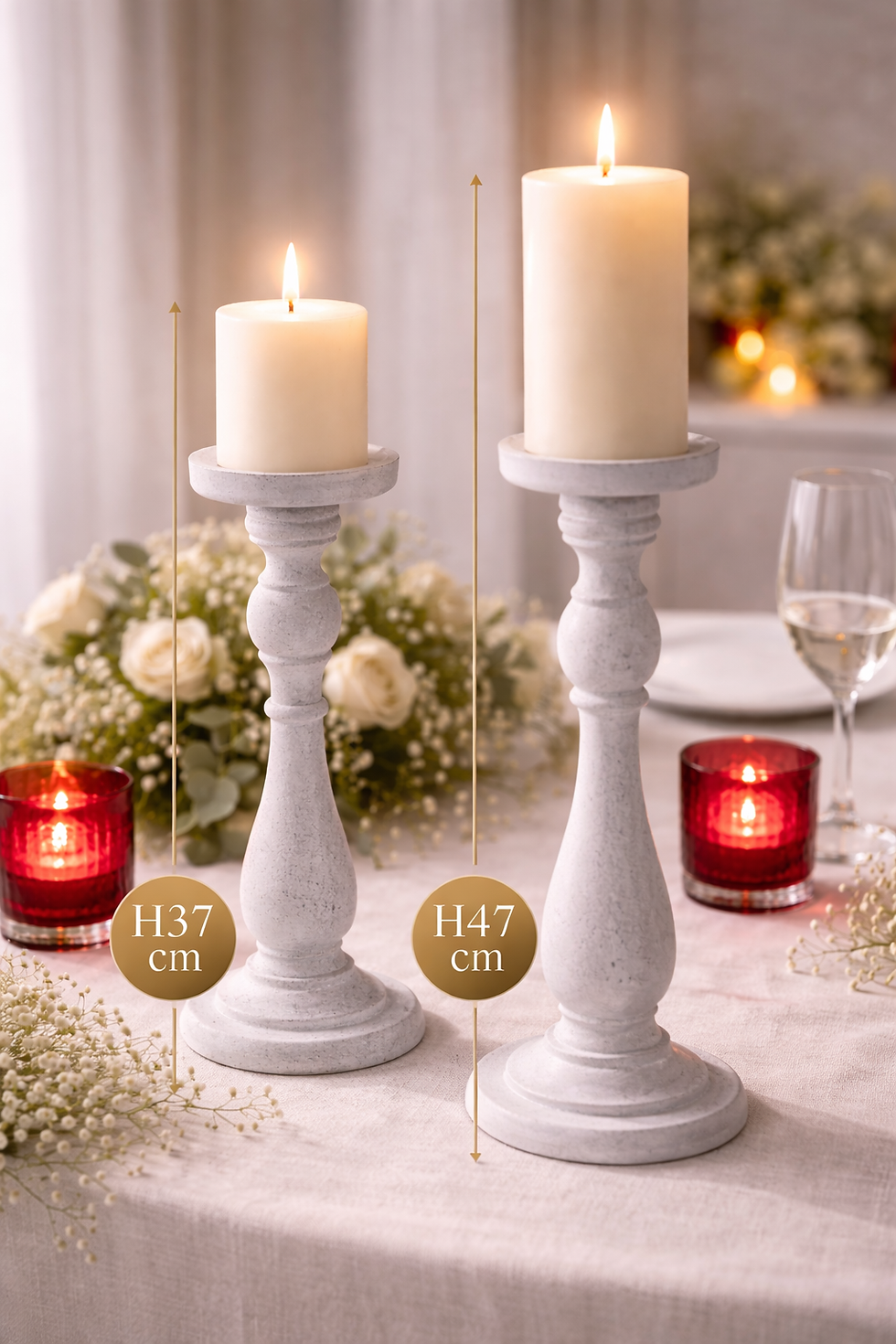 Miniature : DUO VASE BOUGEOIR COLONNE BOIS BLANC
