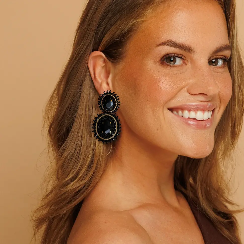 Thumbnail: Double Luna Earrings - Black