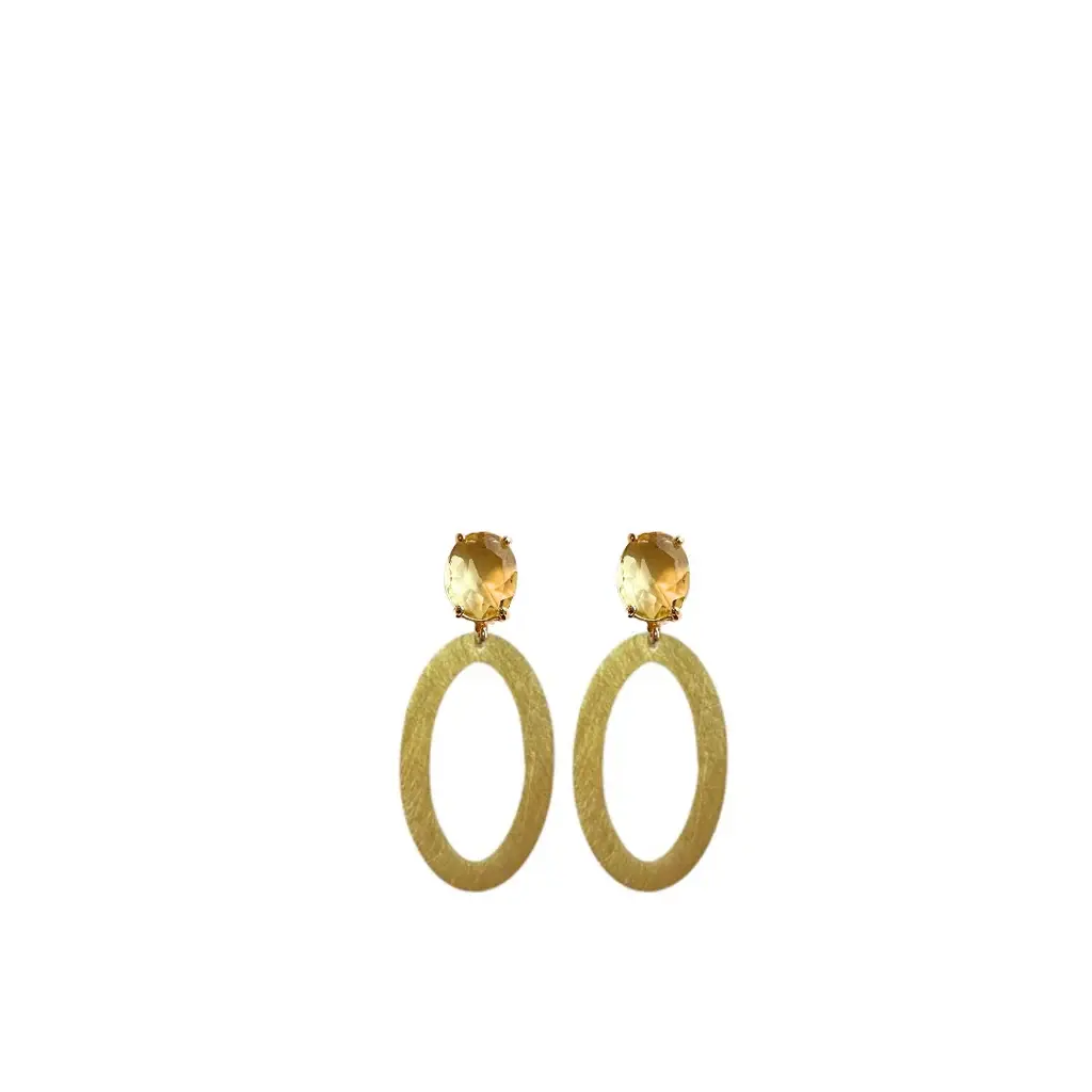 Small Oval Gold Earrings - Champagne Oval