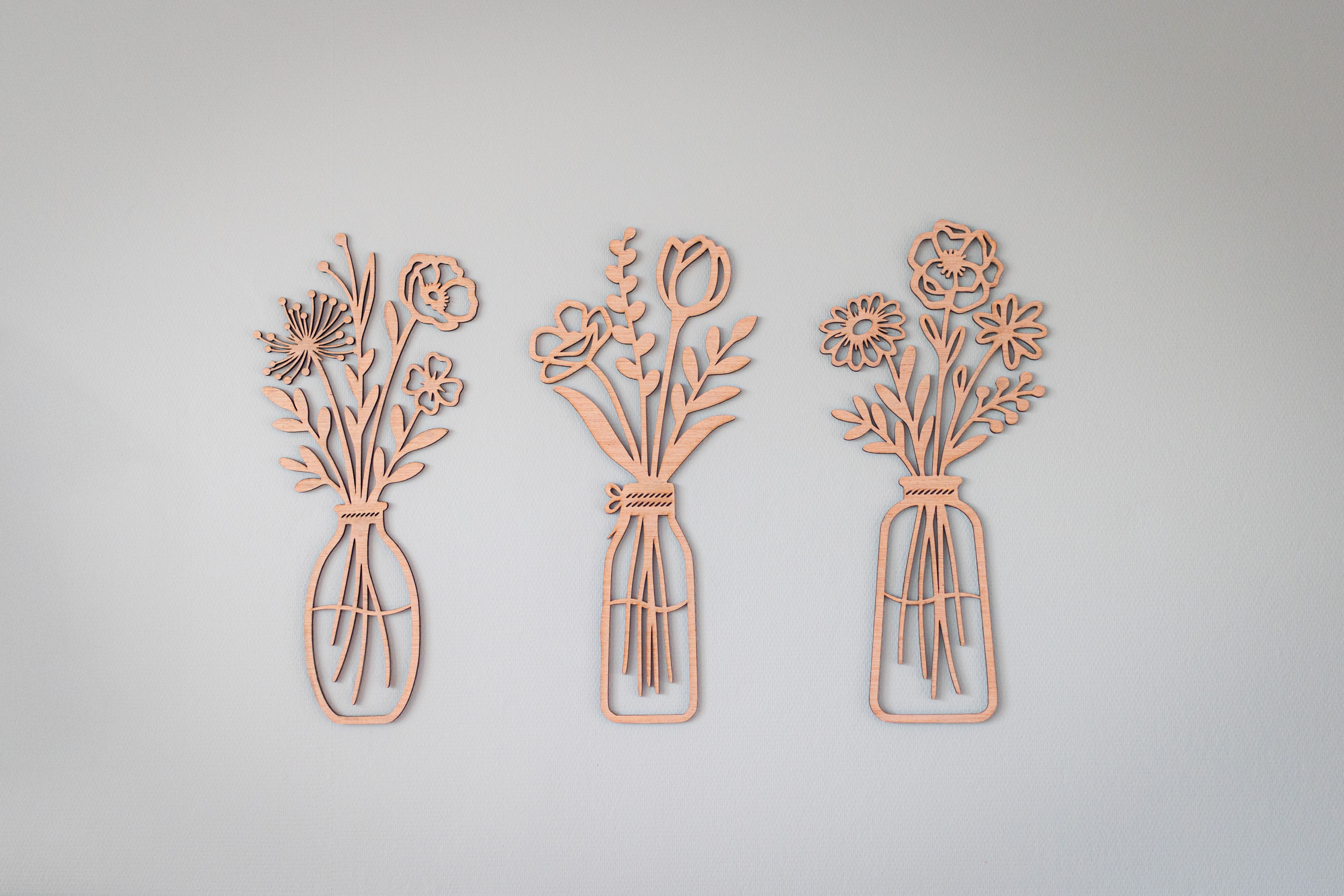 Houten bloemenboeket - Wanddecoratie