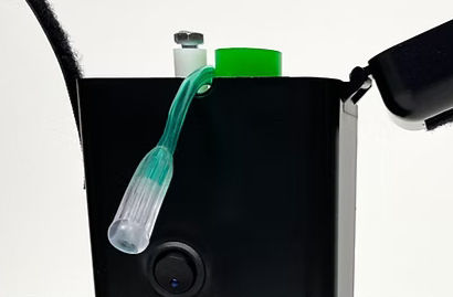 Close-up view of the O2 Remote Oxygen Tube Reel showcasing its automatic retractable mechanism
