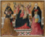 Madonna and Child with Saints Nicholas of Tolentino, Monica, Augustine, and John the Evangelist (15th century) by Girolamo di Benvenuto di Giovanni del Guasta