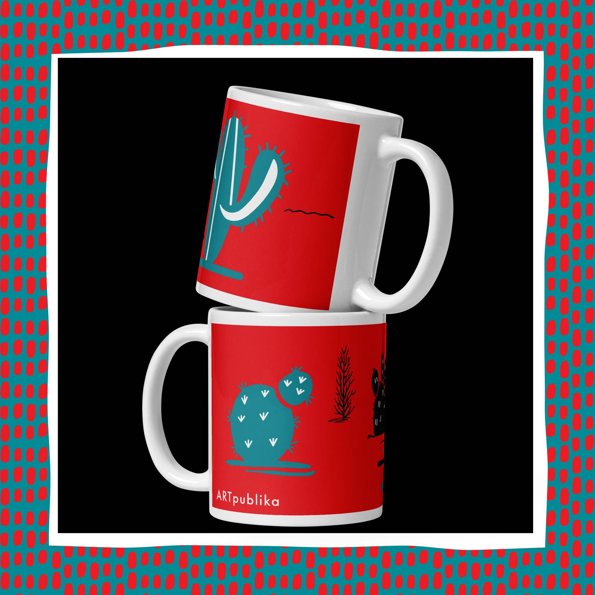 Spring Succulents Glossy Mugs | Stacked | Branded Mockup