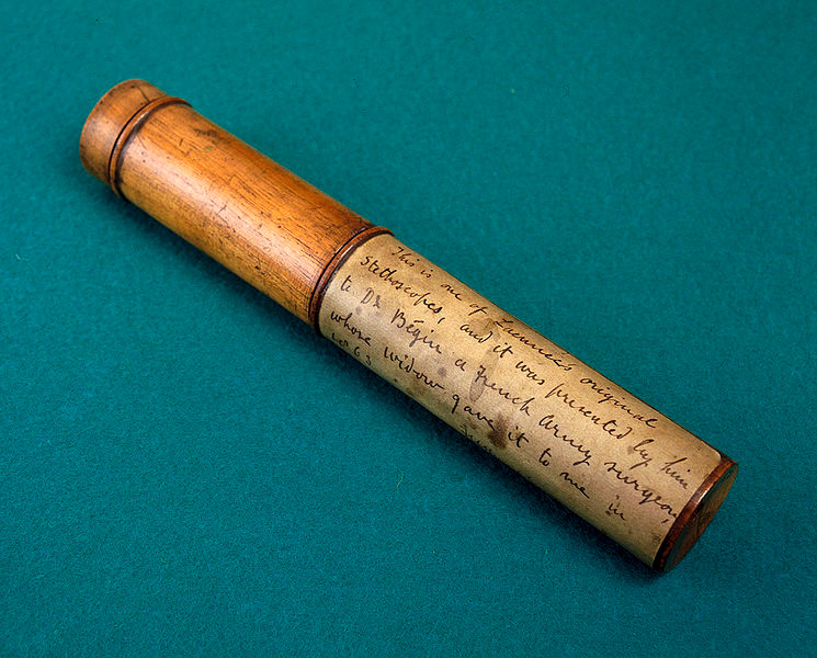 Made of wood and brass, this is one of the original stethoscopes designed by Rene Theophile Laennec (1781-1826) in 1816
