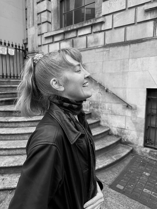 A side-view shot of writer Elizabeth Oxley.