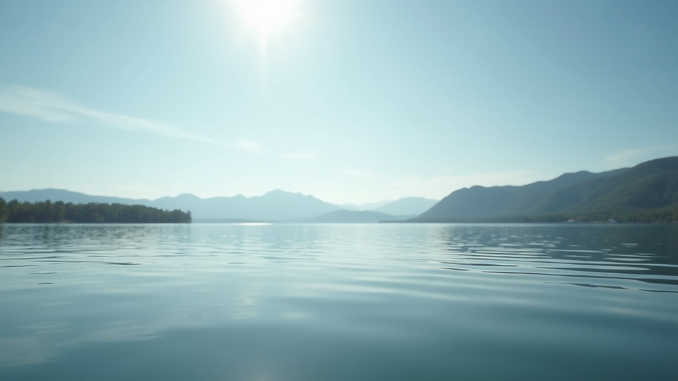 Close-up view of a calm lake reflecting the sky, symbolizing inner peace