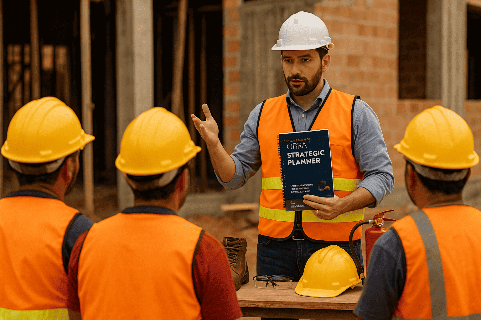 engenheiro fazendo treinamento de segurança do trabalho