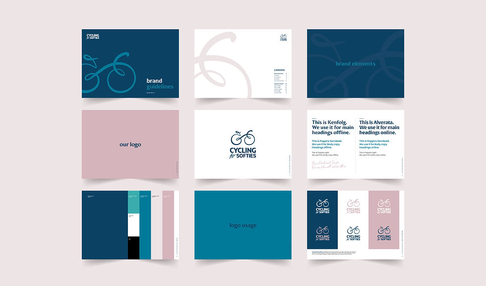 Cycling for Softies brand guidelines pages