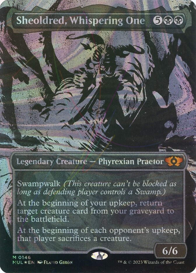 Sheoldred, Whispering One (MUL) (146) / Borderless / Showcase / Halo Foil