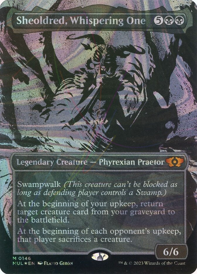 Sheoldred, Whispering One (MUL) (146) / Borderless / Showcase / Halo Foil