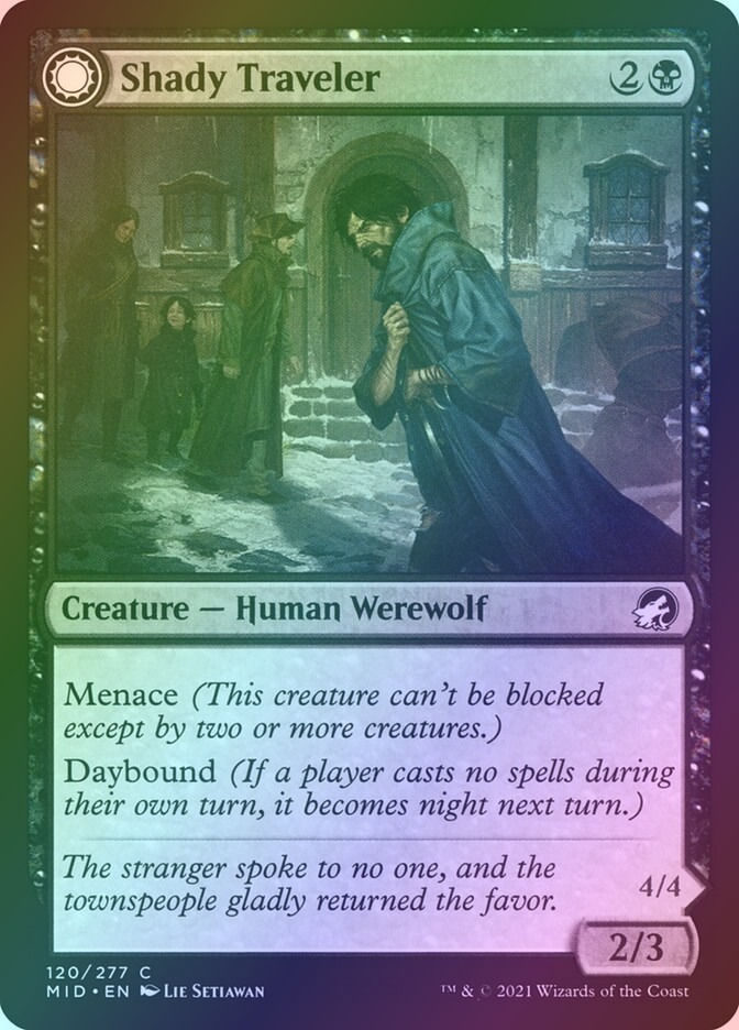 Shady Traveler // Stalking Predator (MID) (120) / Foil — cara 1 de 2