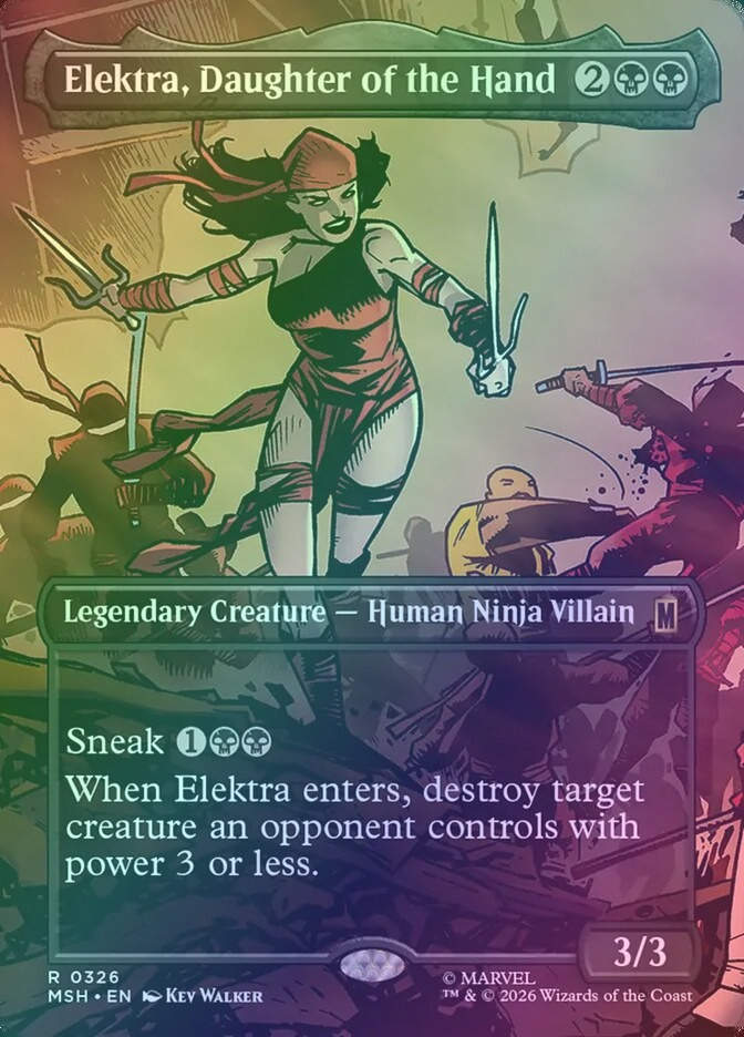 Elektra, Daughter of the Hand (MSH) (326) / Borderless / Foil