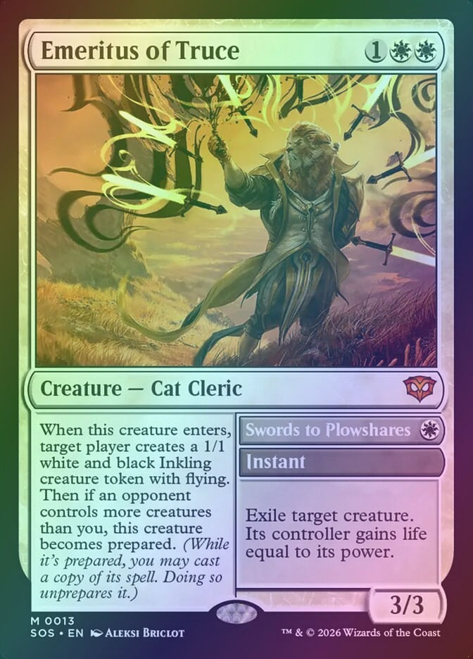Emeritus of Truce // Swords to Plowshares (SOS) (13) / Foil