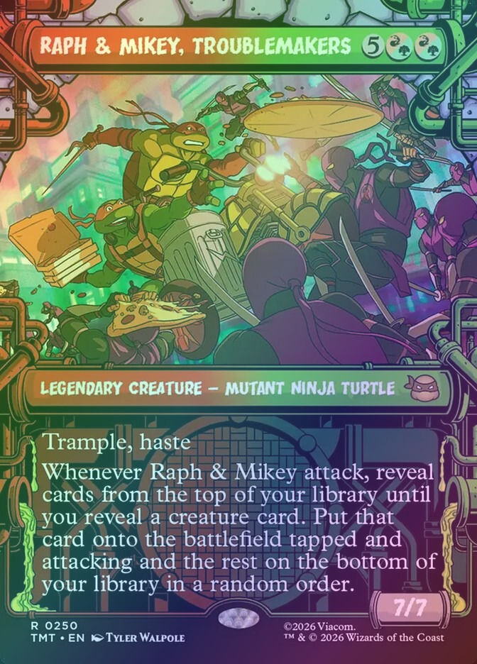 Raph & Mikey, Troublemakers (TMT) (250) / Borderless / Showcase / Foil