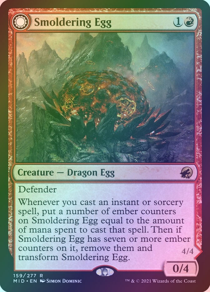 Smoldering Egg // Ashmouth Dragon (MID) (159) / Foil — cara 1 de 2