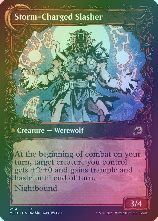 Reckless Stormseeker // Storm-Charged Slasher (MID) (294) / Showcase / Foil — cara 2 de 2