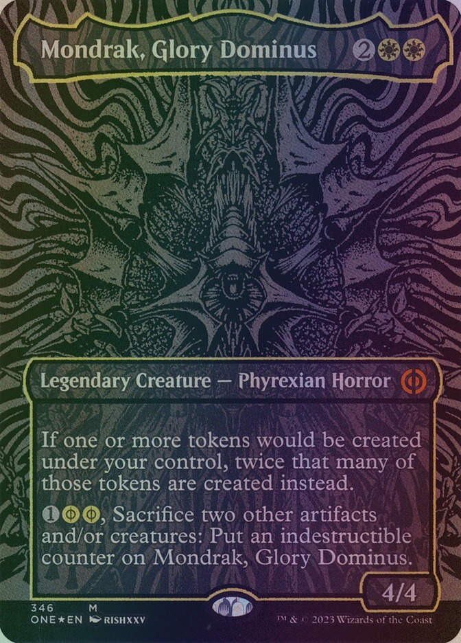 Mondrak, Glory Dominus (ONE) (346) / Borderless / Oil Slick Foil