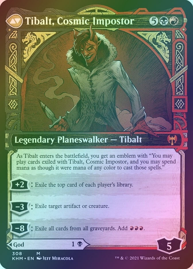 Valki, God of Lies // Tibalt, Cosmic Impostor (KHM) (308) / Showcase / Foil — cara 2 de 2