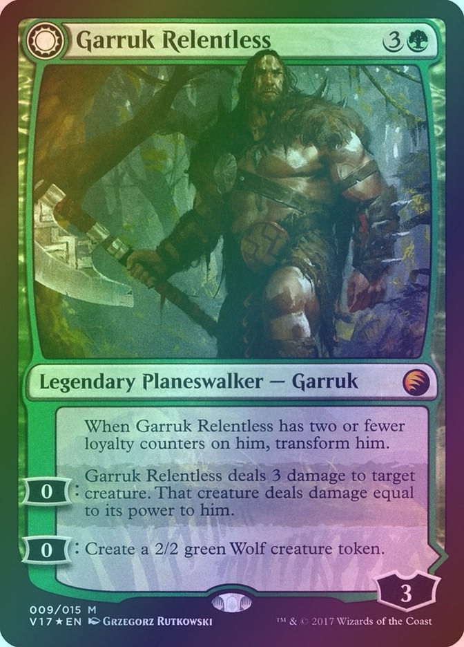 Garruk Relentless // Garruk, the Veil-Cursed (V17) (9) / Foil — cara 1 de 2