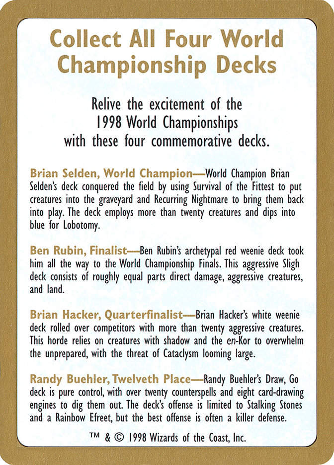 1998 World Championships Ad (WC98) (0)