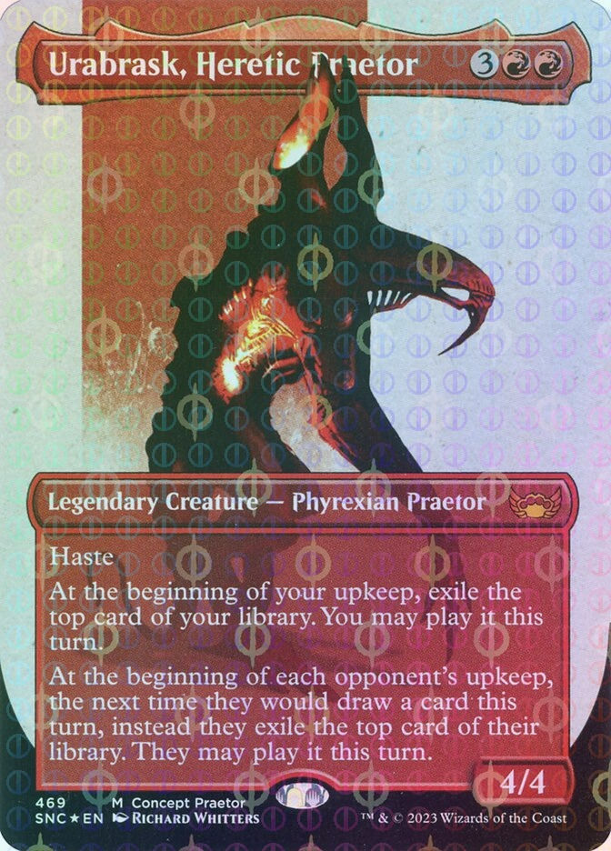 Urabrask, Heretic Praetor (SNC) (469) / Borderless / Step-and-Compleat Foil