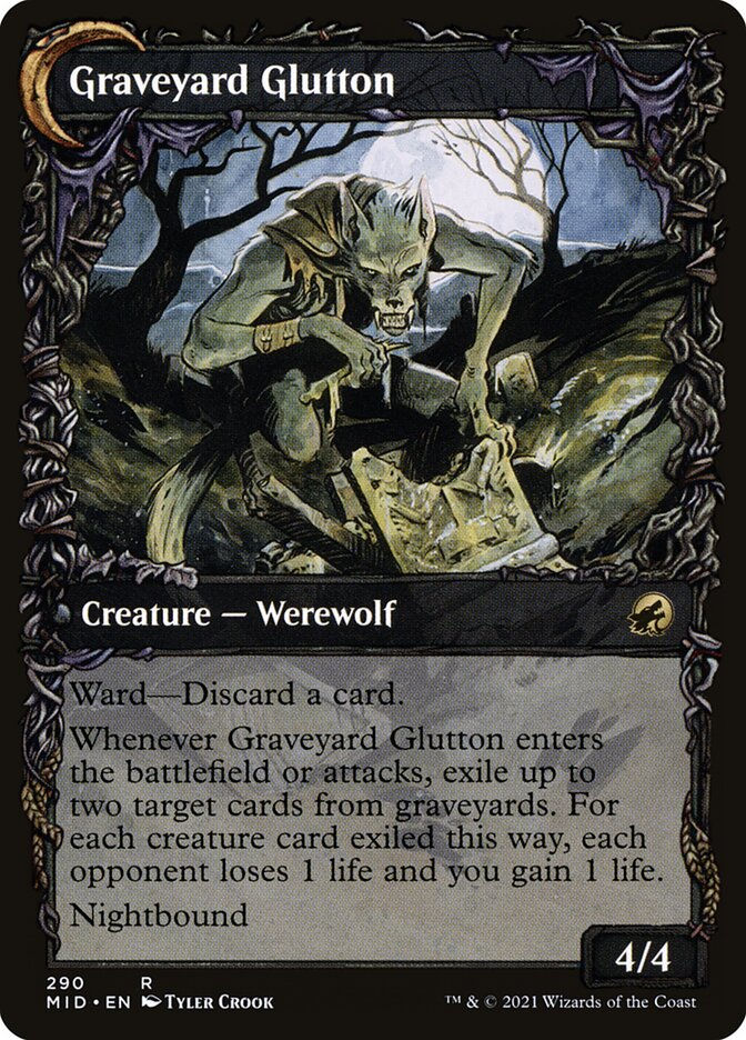 Graveyard Trespasser // Graveyard Glutton (MID) (290) / Showcase — cara 2 de 2