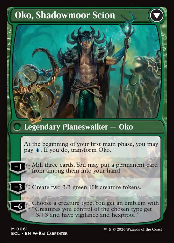 Oko, Lorwyn Liege // Oko, Shadowmoor Scion (PECL) (61p) — cara 2 de 2