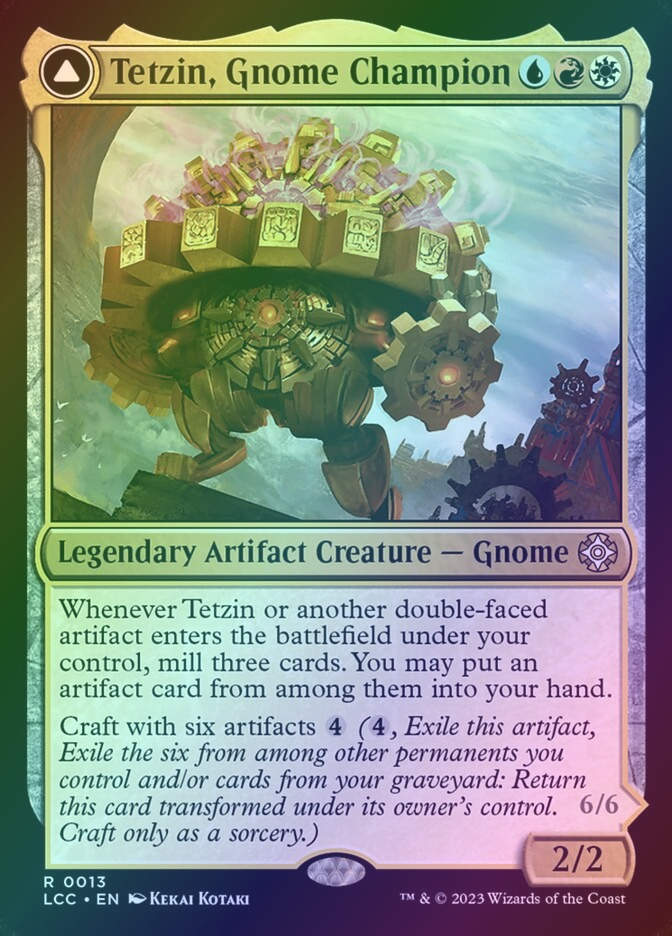 Tetzin, Gnome Champion // The Golden-Gear Colossus (LCC) (13) / Foil