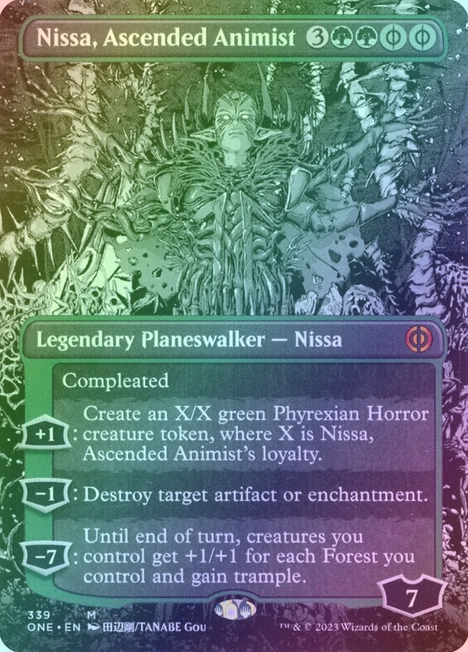 Nissa, Ascended Animist (ONE) (339) / Borderless / Showcase / Foil