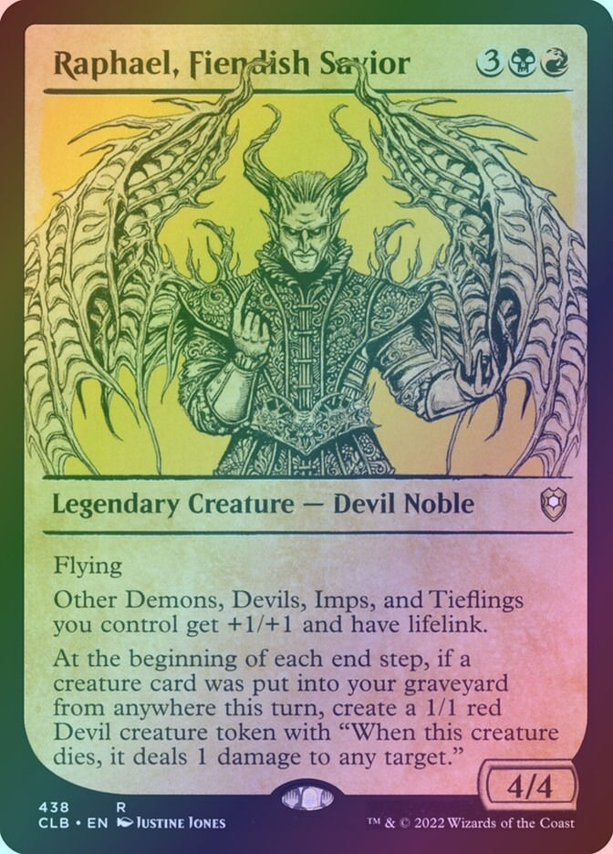 Raphael, Fiendish Savior (CLB) (438) / Showcase / Foil
