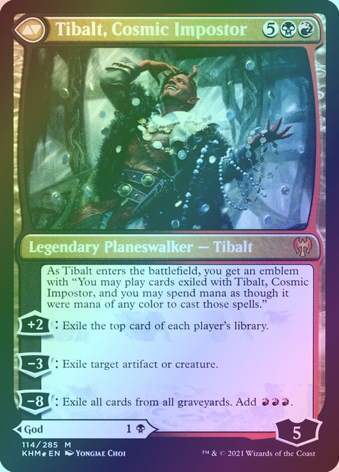 Valki, God of Lies // Tibalt, Cosmic Impostor (PKHM) (114s) / Foil — cara 2 de 2