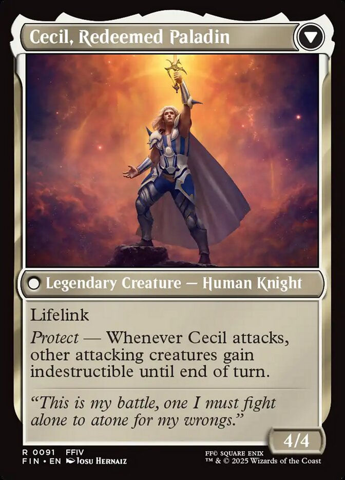 Cecil, Dark Knight // Cecil, Redeemed Paladin (FIN) (91) — cara 2 de 2
