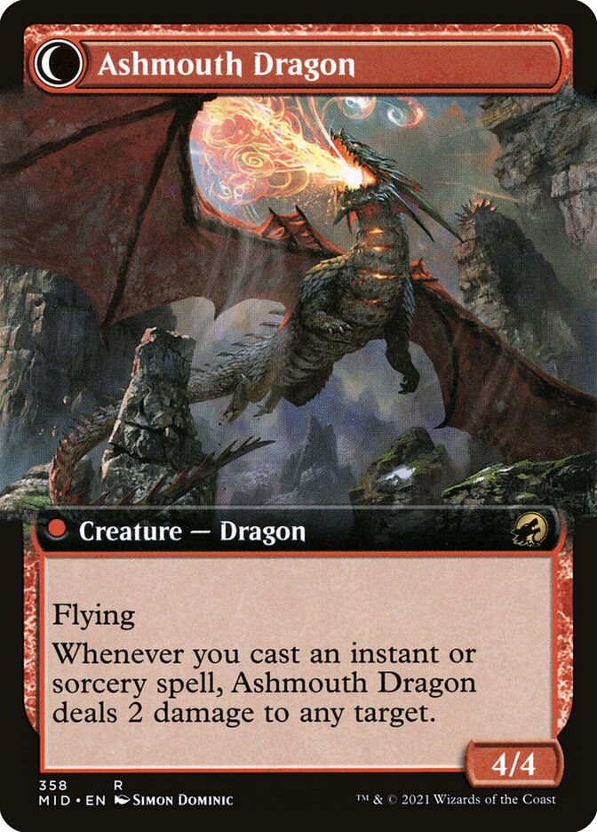 Smoldering Egg // Ashmouth Dragon (MID) (358) / Extended Art — cara 2 de 2