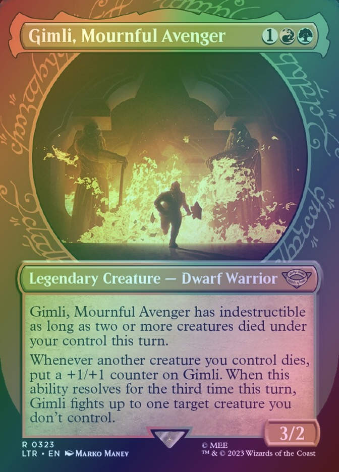Gimli, Mournful Avenger (LTR) (323) / Borderless / Showcase / Foil