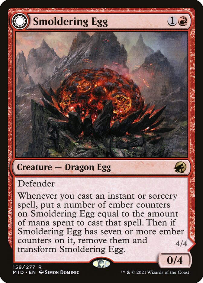 Smoldering Egg // Ashmouth Dragon (MID) (159)