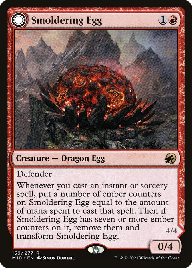 Smoldering Egg // Ashmouth Dragon (MID) (159) — cara 1 de 2