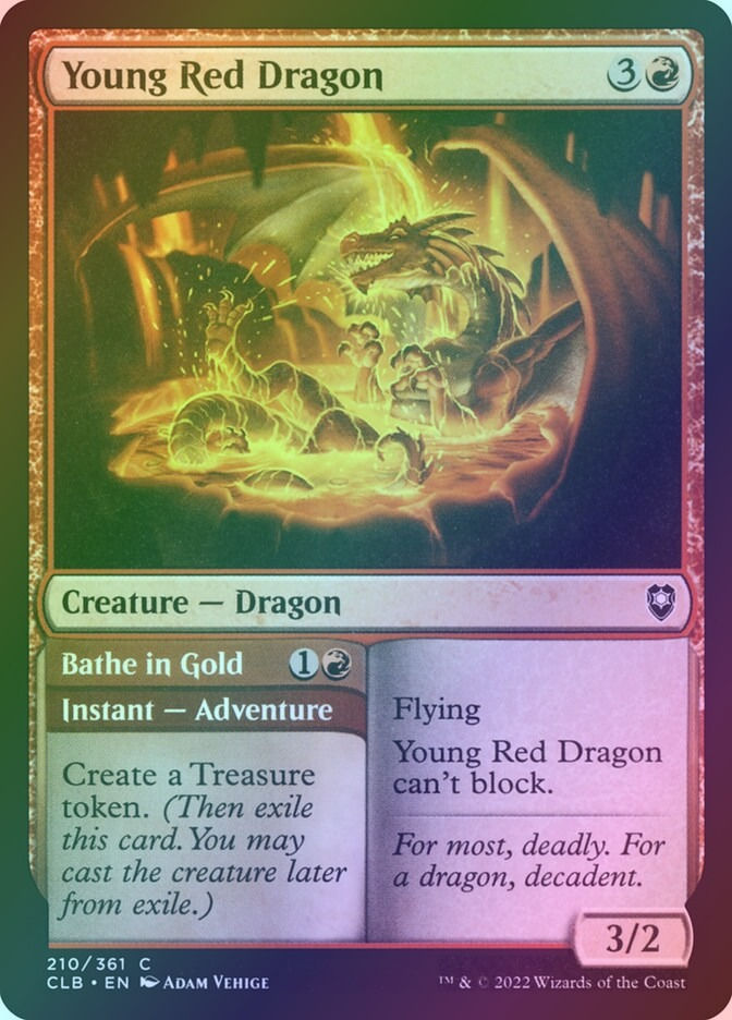 Young Red Dragon // Bathe in Gold (CLB) (210) / Foil
