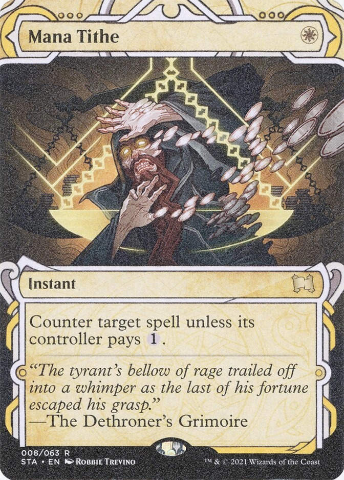 Mana Tithe (STA) (8) / Borderless / Showcase / Foil Etched