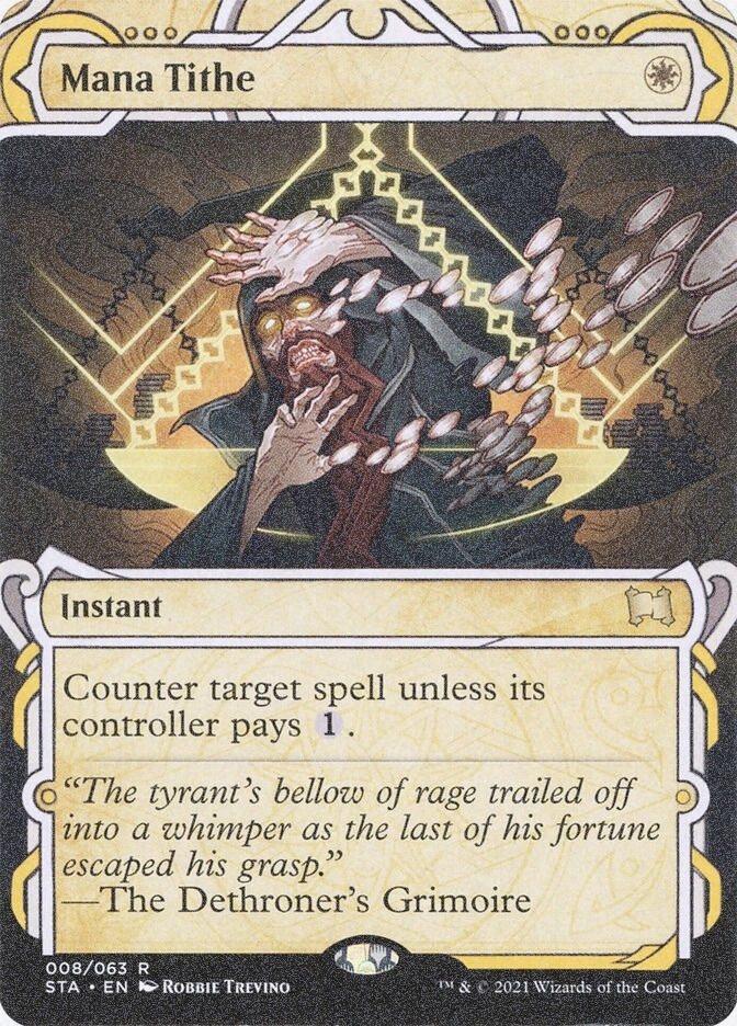 Mana Tithe (STA) (8) / Borderless / Showcase / Foil Etched