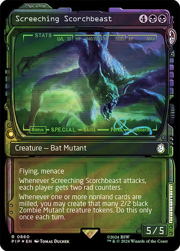 Screeching Scorchbeast (pip) (860) / Showcase Surge Foil