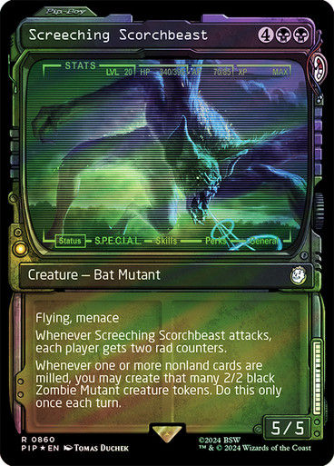 Screeching Scorchbeast (pip) (860) / Showcase Surge Foil